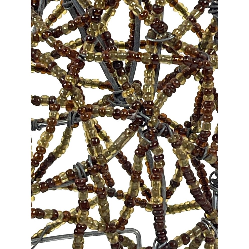 Handmade Giraffe Artisan South Africa Art Brown Glass Beads Wire 14.5" Vintage - Picture 6 of 12